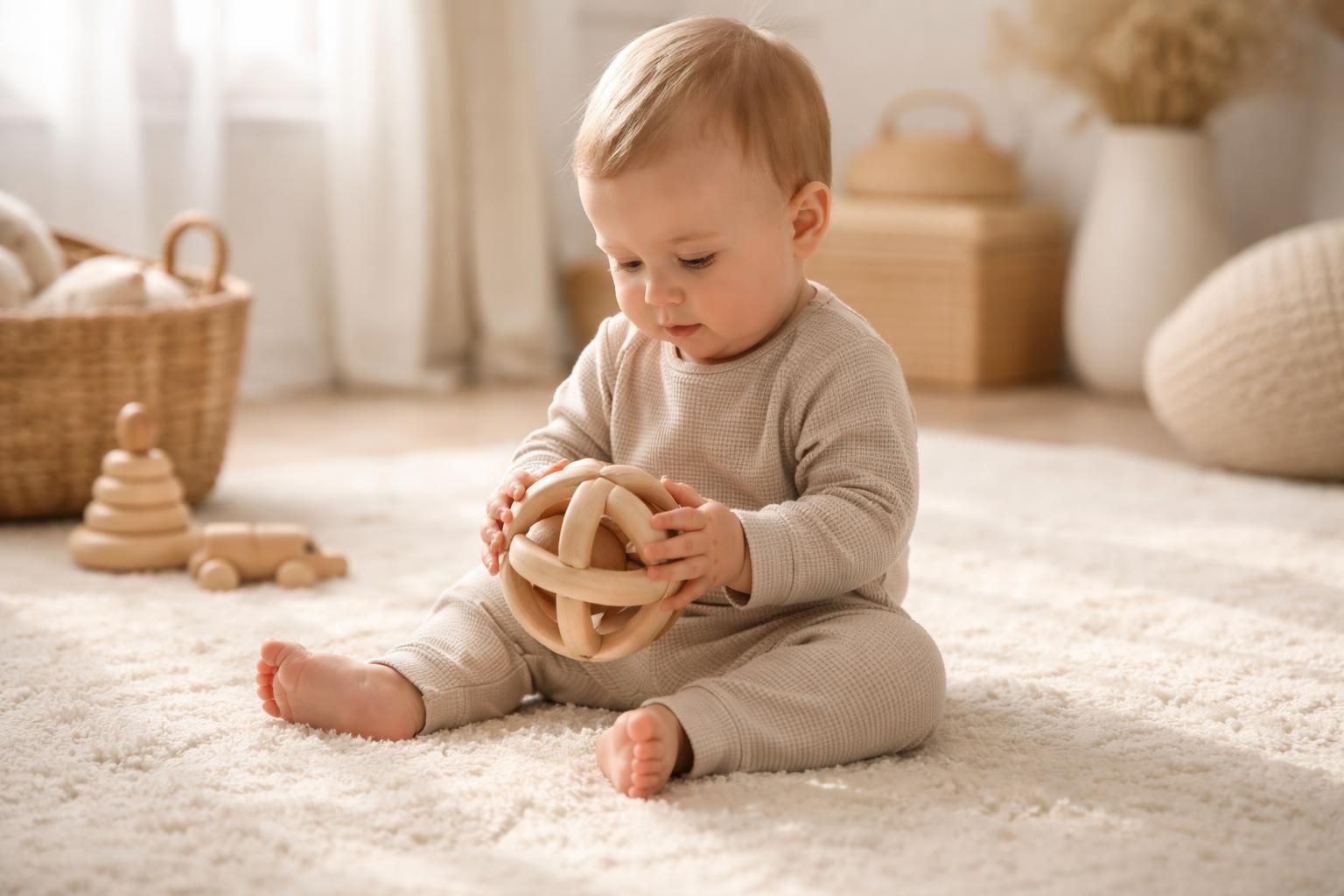 découvrez la balle pikler, un jouet intuitif et non intrusif spécialement conçu pour favoriser le développement naturel et harmonieux de votre enfant.